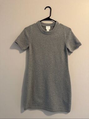 H&M Gray Knit Short-Sleeve Sweater Dress